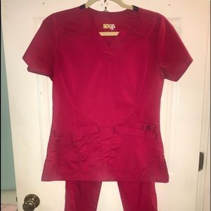 WW Flex Red Scrubs Set